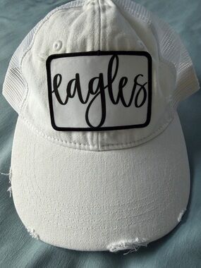 White 'Eagles' Mesh-Back Baseball Cap for Women